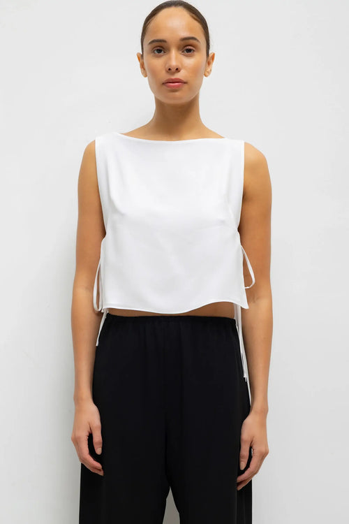 Ari Boatneck Tie Top - Ice - Image 1