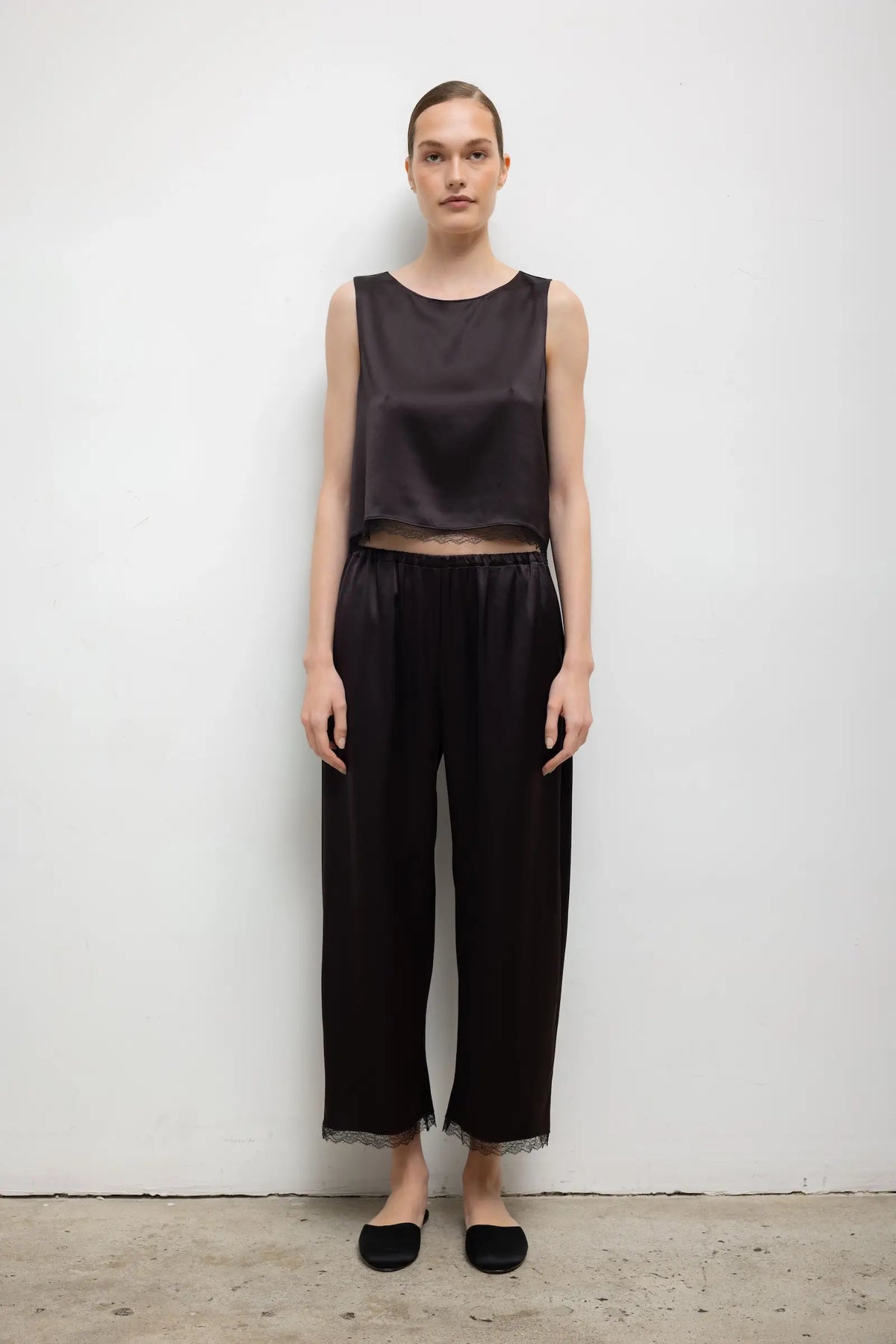 Barb Lace Crop Pant - Chocolate - Image 1