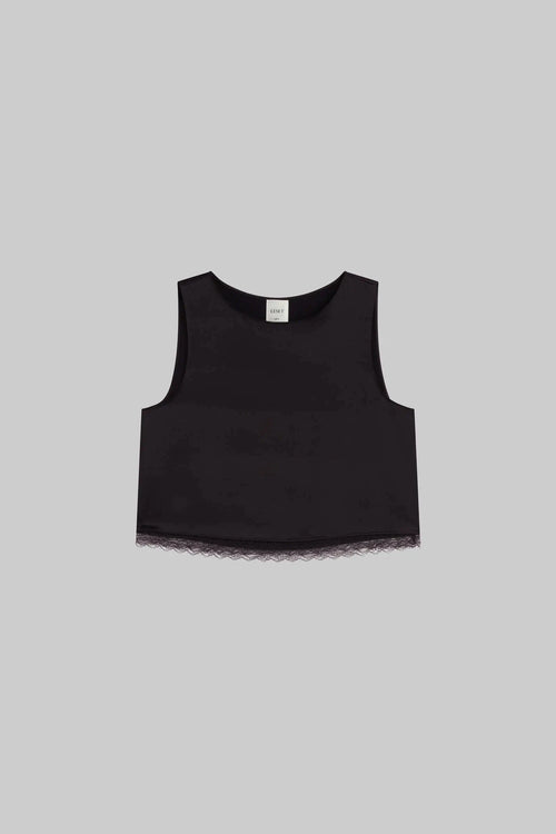 Barb Lace Crop Sleeveless Crew - Chocolate - Image 2