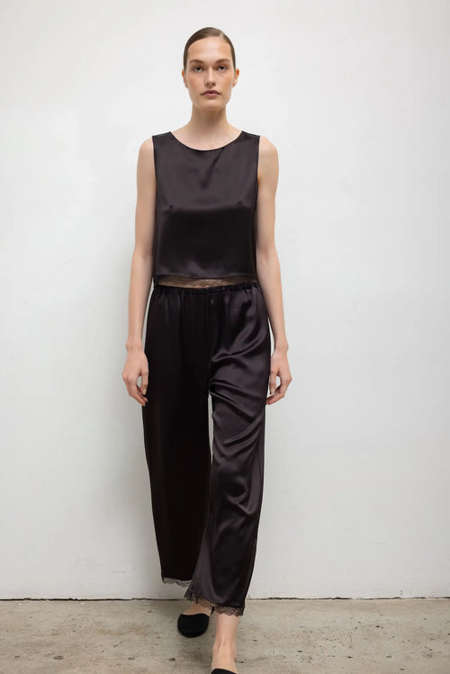 Barb Lace Crop Sleeveless Crew - Chocolate - Image 4