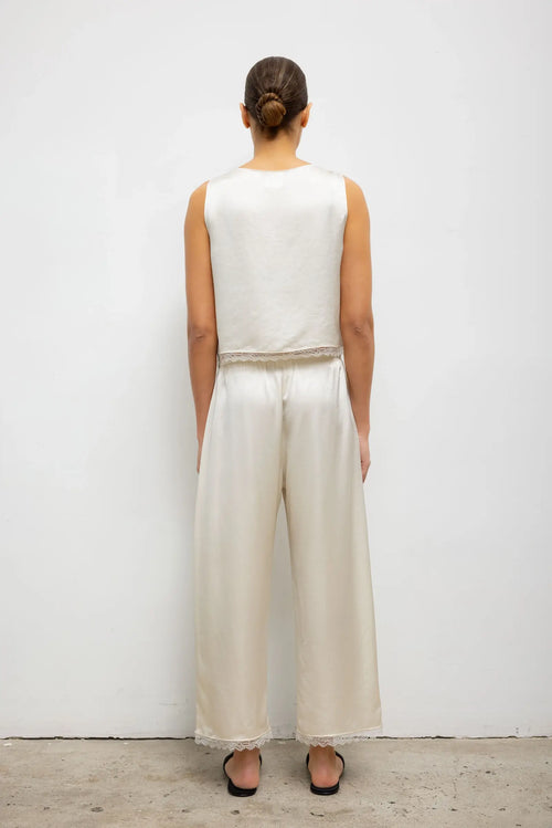 Barb Lace Crop Sleeveless Crew - Creme - Image 7