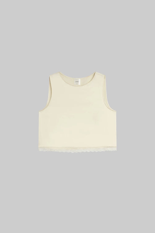 Barb Lace Crop Sleeveless Crew - Creme - Image 2
