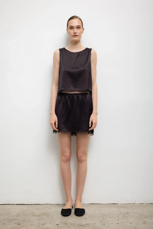 Barb Lace Mini Skirt - Chocolate - Image 1