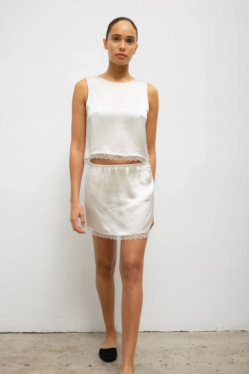 Barb Lace Mini Skirt - Creme - Image 3