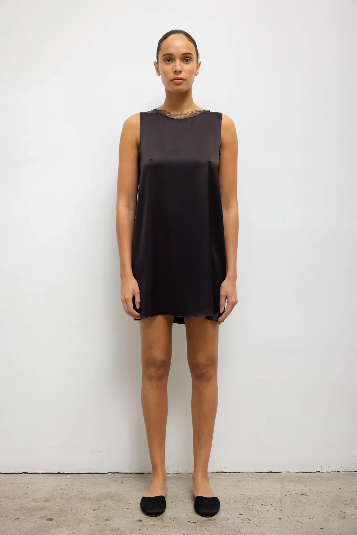 Barb Lace Sleeveless Mini Dress - Chocolate - Image 1