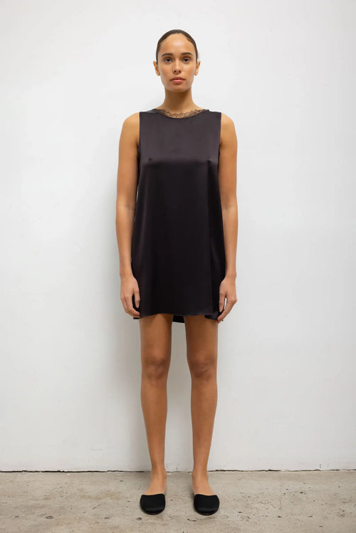 Barb Lace Sleeveless Mini Dress - Chocolate - Image 1