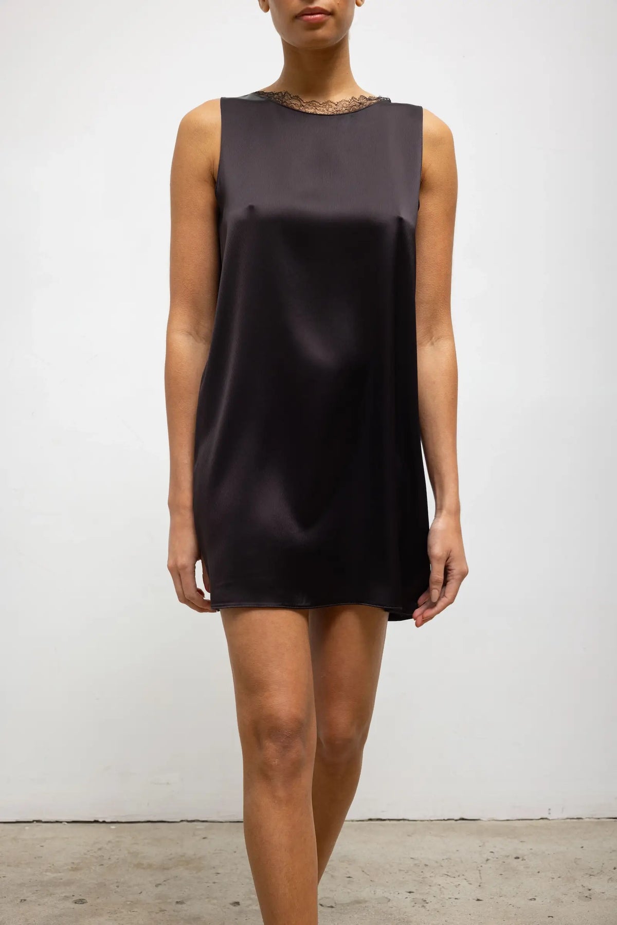 Barb Lace Sleeveless Mini Dress - Chocolate - Image 4