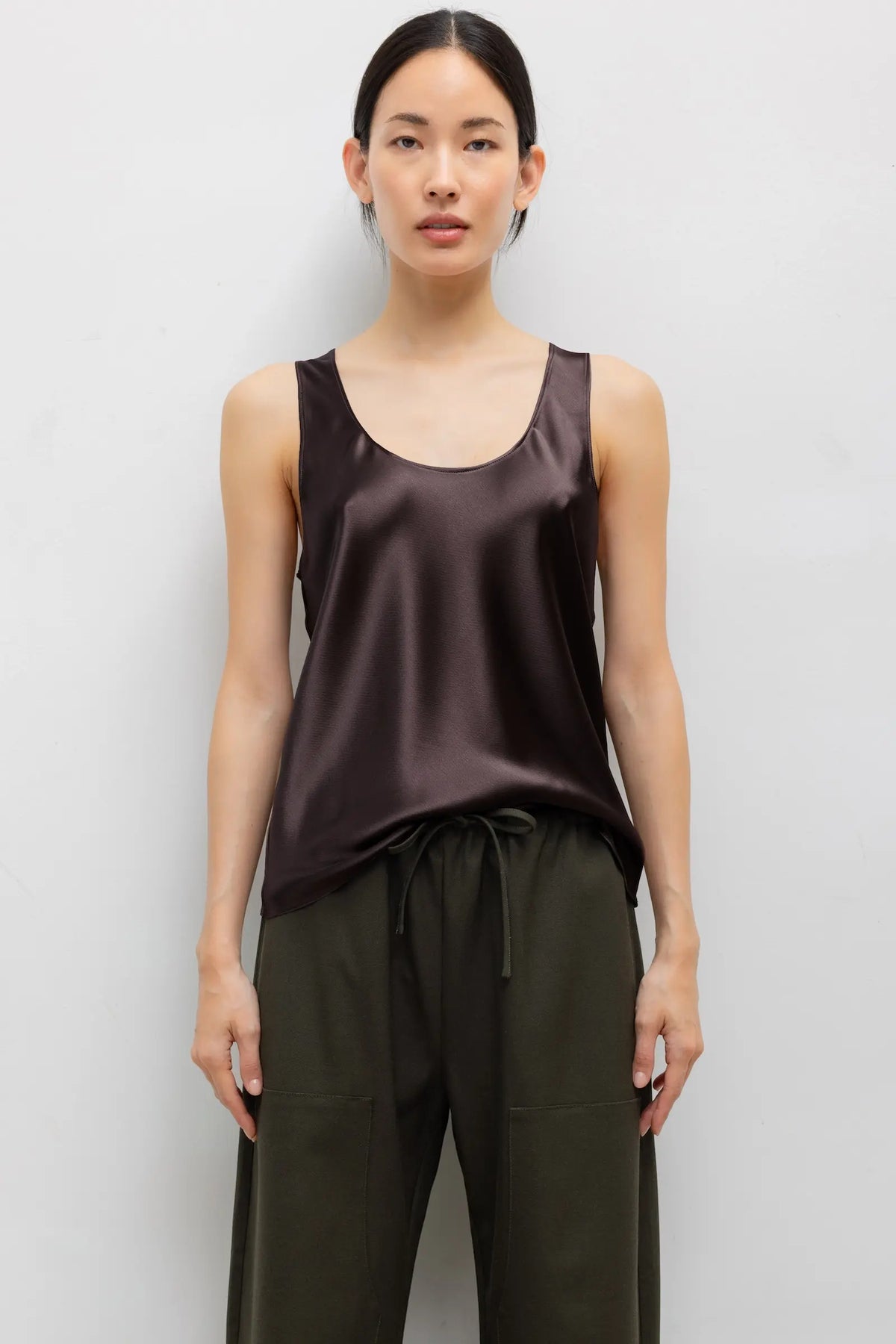 Barb Bias Tank - Chocolate - Image 1