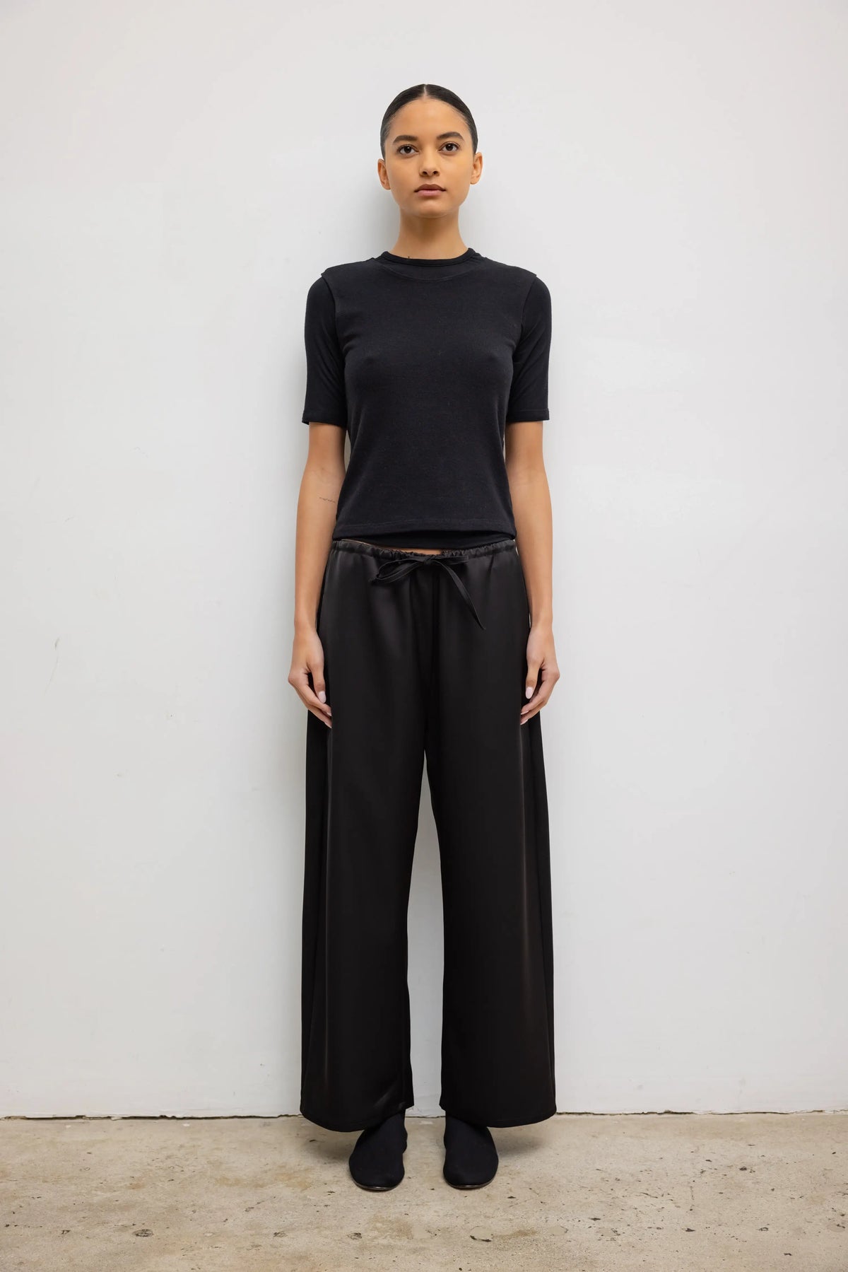 Barb Crop Drawstring Pant - Black - Image 1