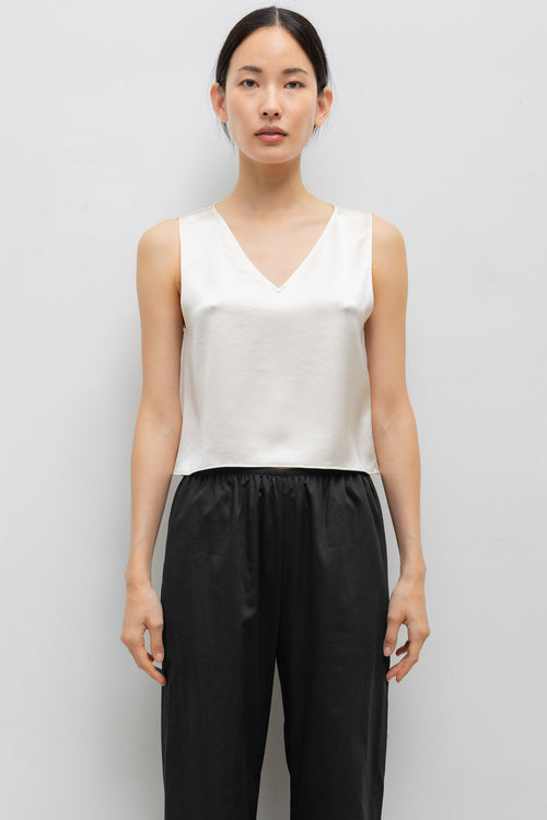 Barb V Neck Shell - Creme - Image 1