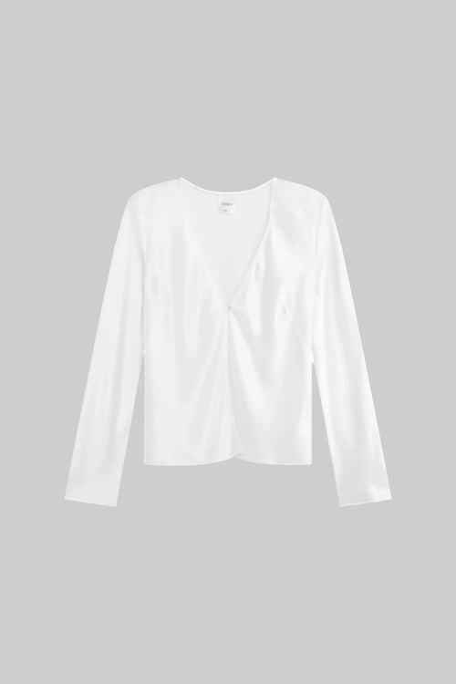 Barb Button Long Sleeve Top - Optic White - Image 2