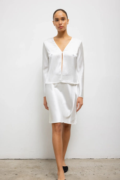 Barb Button Long Sleeve Top - Optic White - Image 4