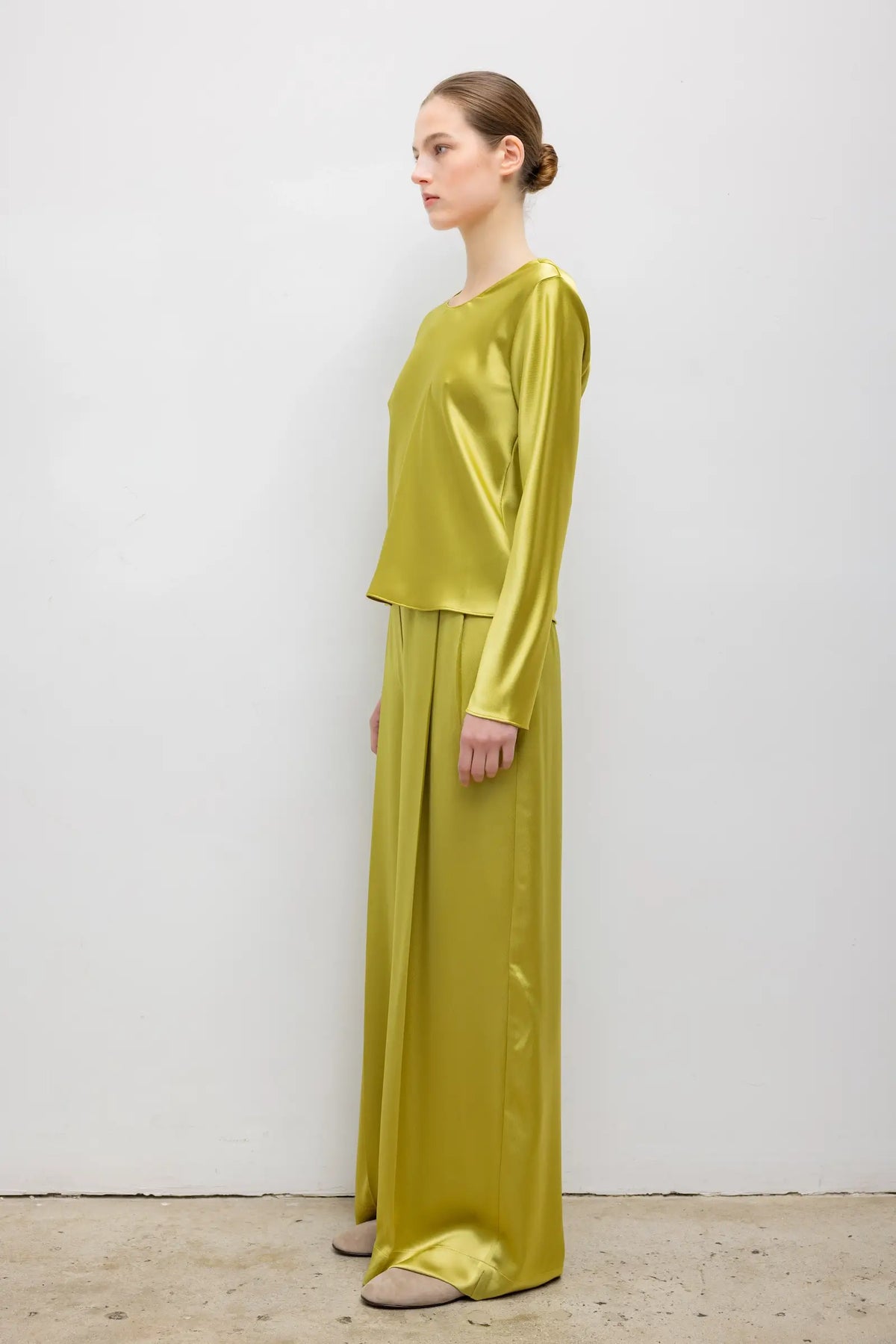 Barb Pleated Trouser - Chartreuse - Image 3