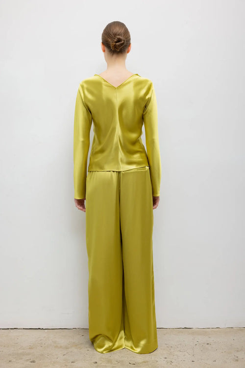 Barb Pleated Trouser - Chartreuse - Image 4