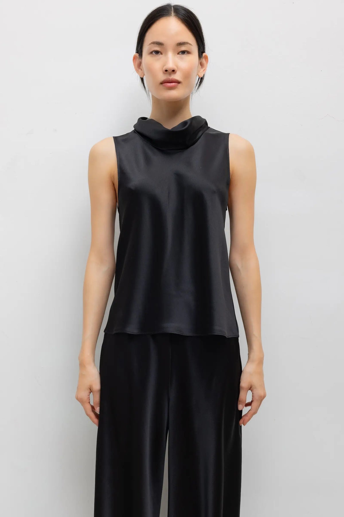 Barb Sleeveless Cowl Neck - Black - Image 1