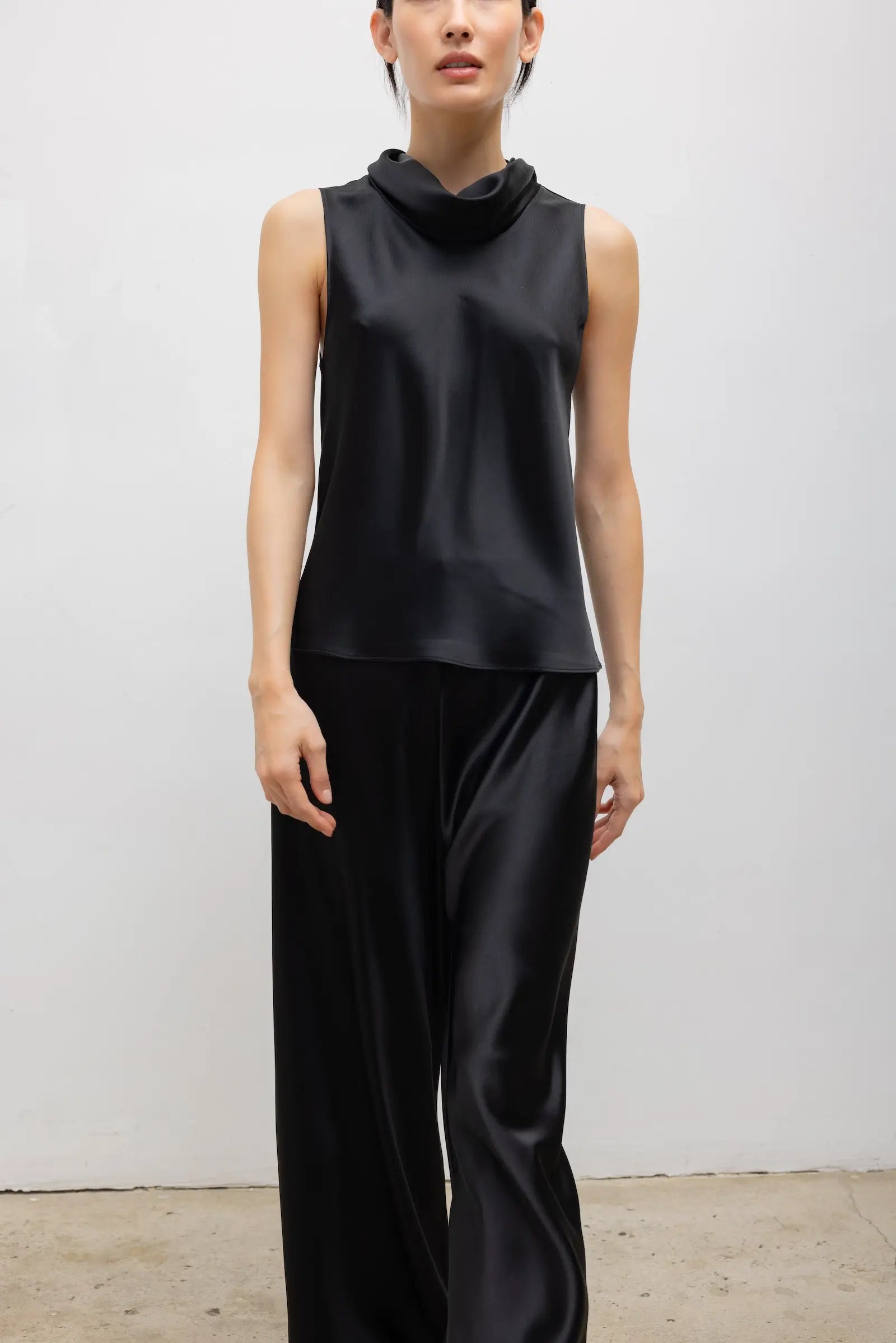 Barb Sleeveless Cowl Neck
