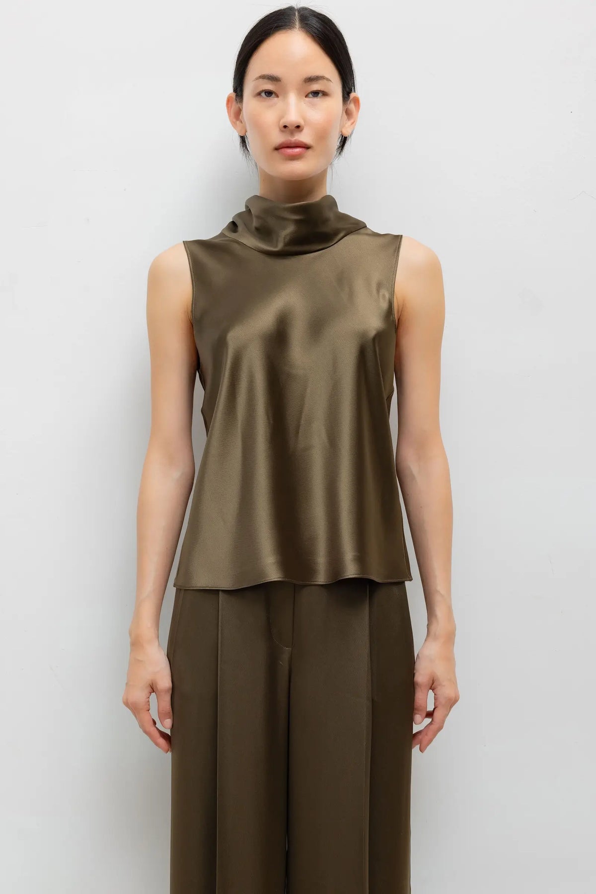 Barb Sleeveless Cowl Neck - Olive - Image 1