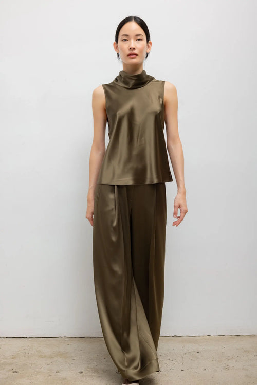 Barb Sleeveless Cowl Neck - Olive - Image 4