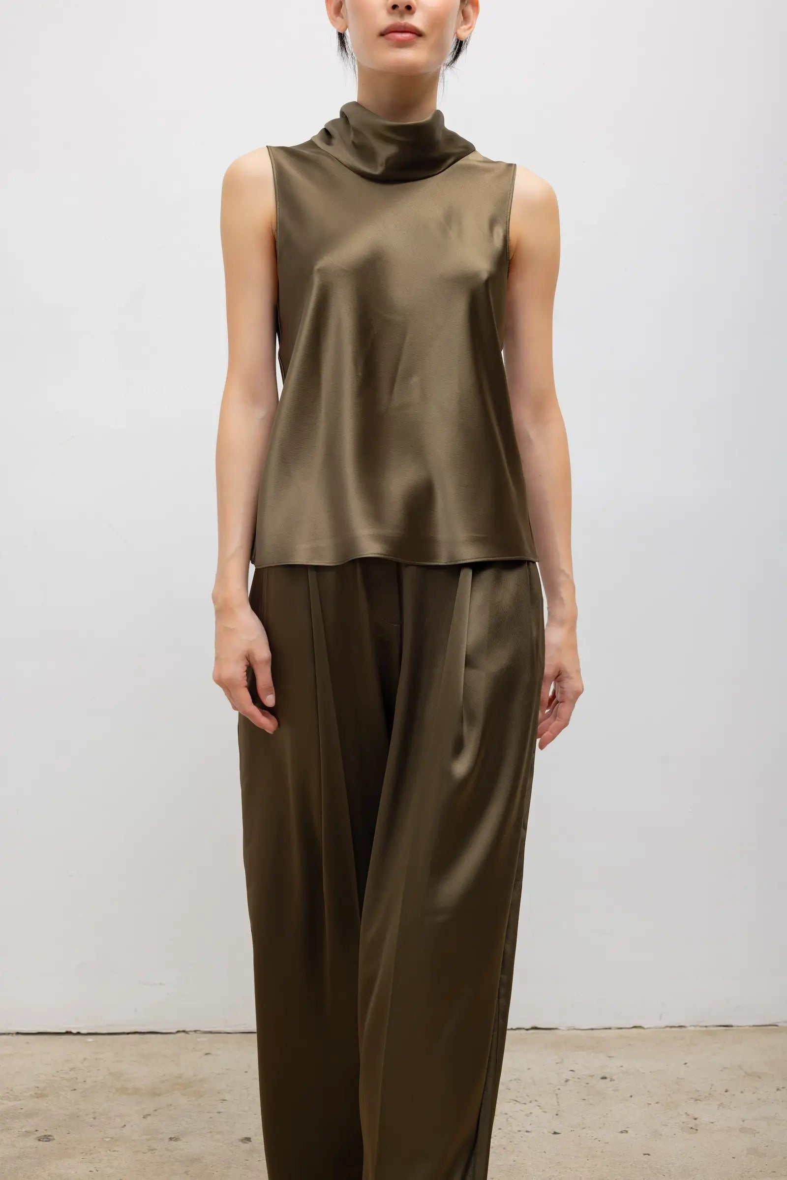 Barb Sleeveless Cowl Neck