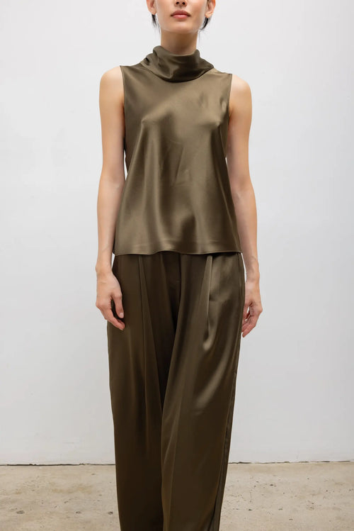 Barb Sleeveless Cowl Neck - Olive - Image 5