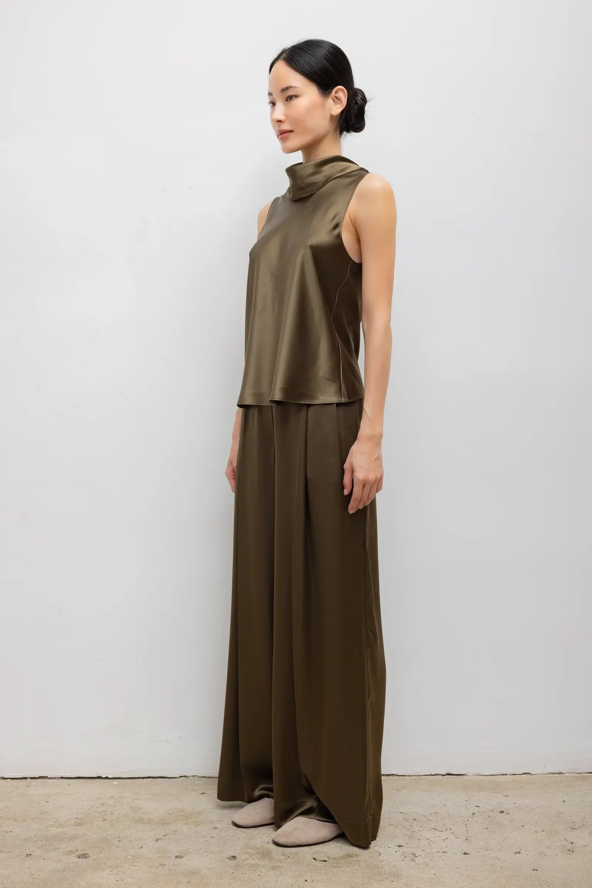 Barb Sleeveless Cowl Neck - Olive - Image 6