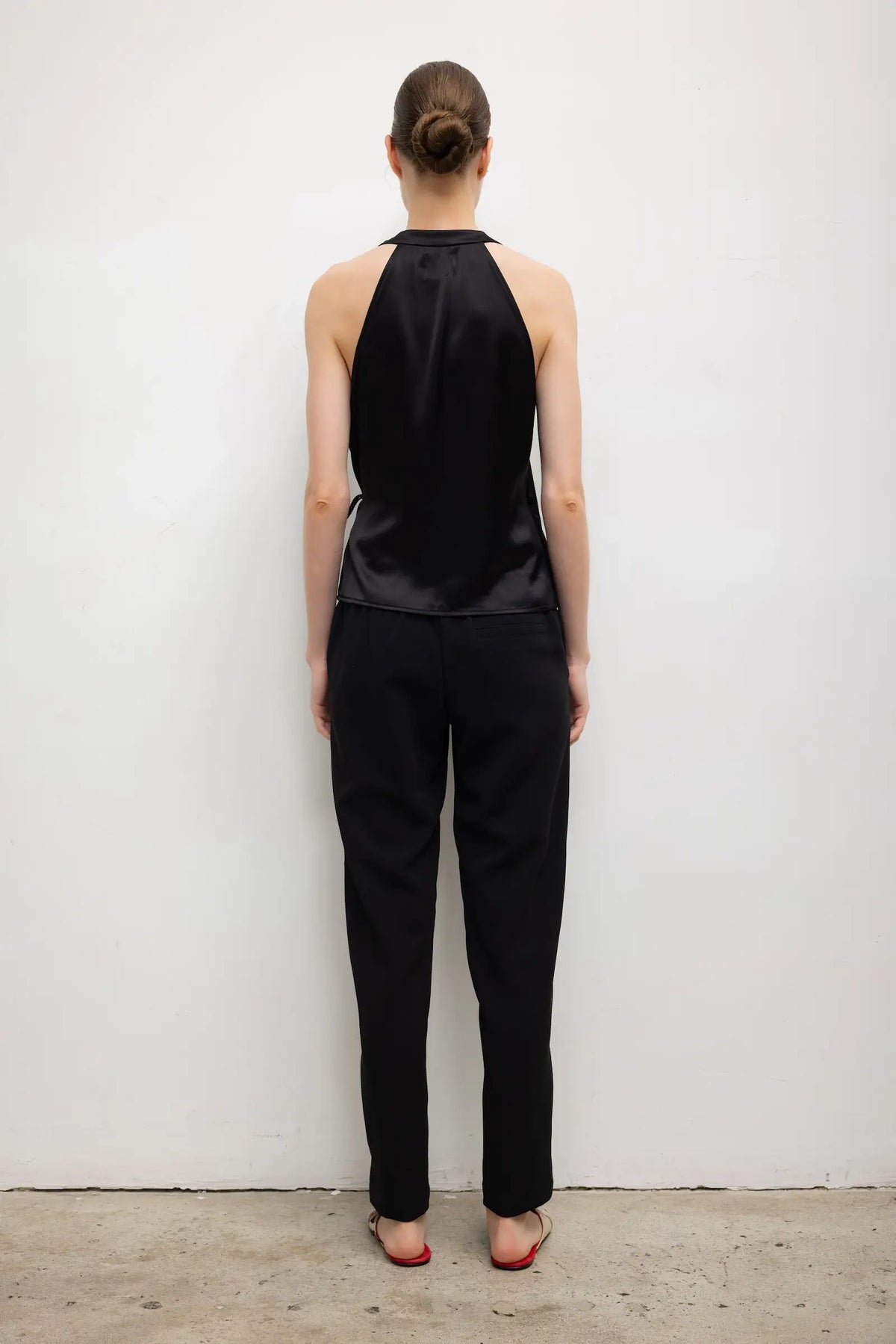 Pre-Order: Barb Sleeveless Wrap Top - Black - Image 7