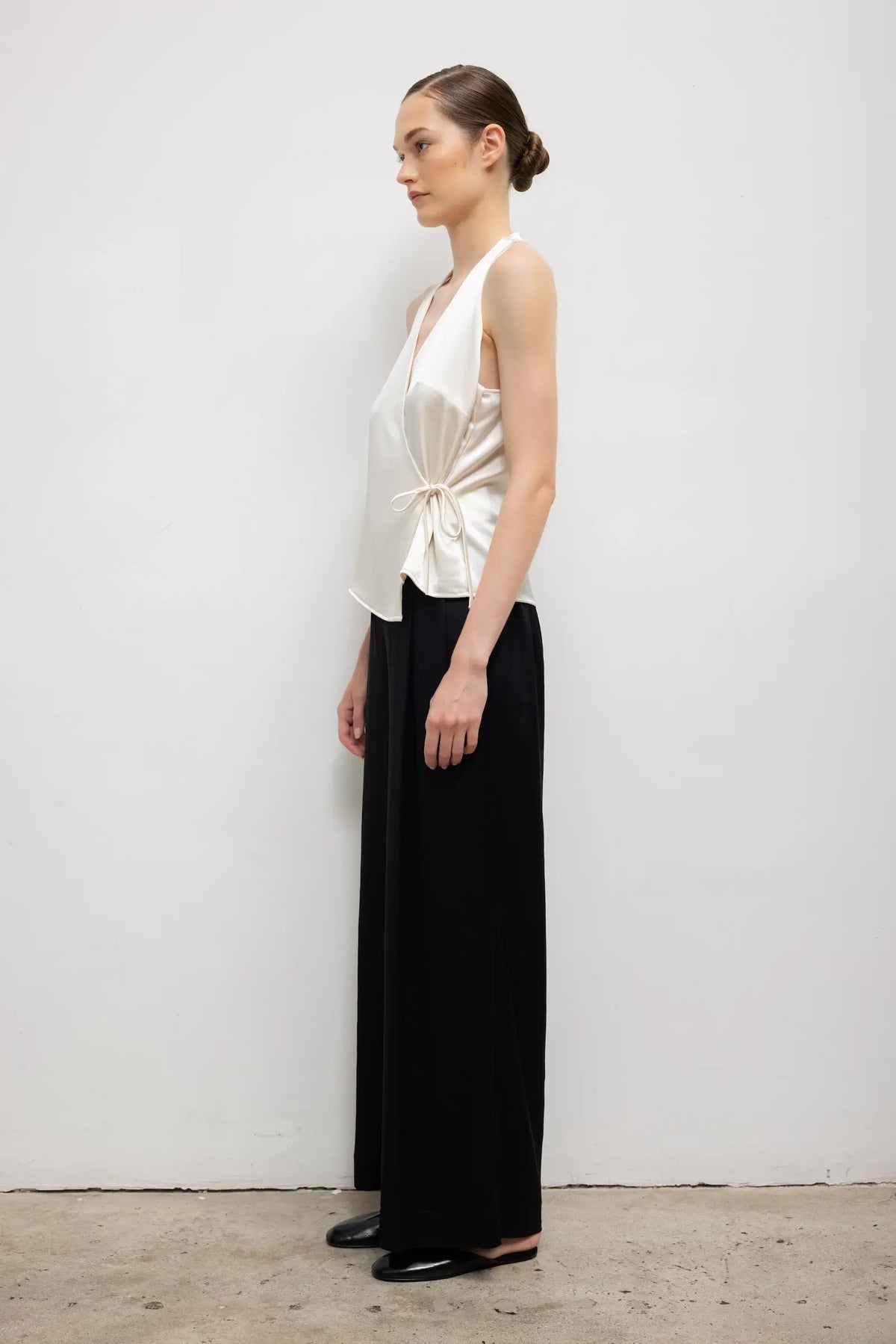 Pre-Order: Barb Sleeveless Wrap Top - Creme - Image 5