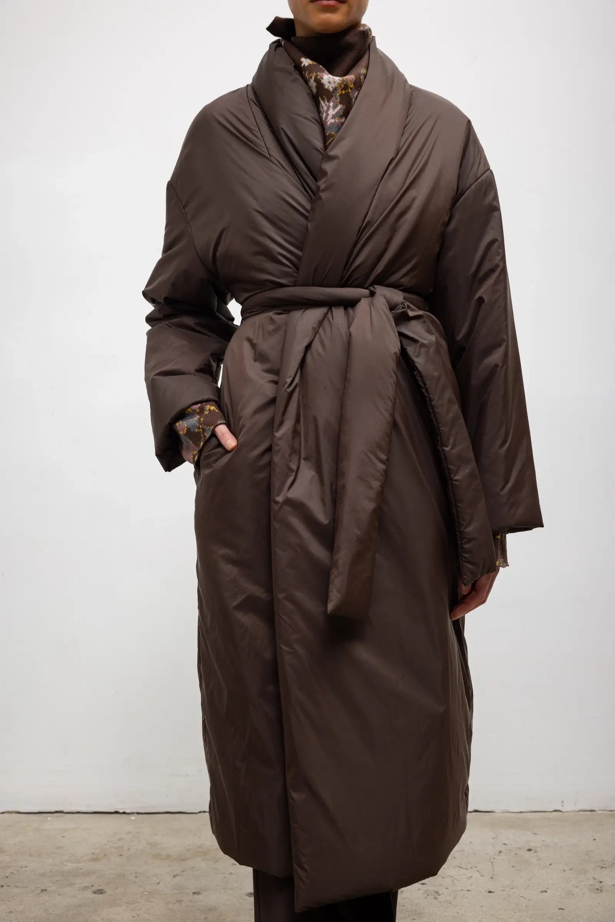 Pre-Order: Bo Puffer Shawl Coat - Chocolate - Image 4
