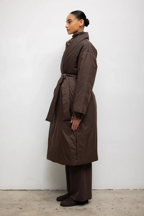 Pre-Order: Bo Puffer Shawl Coat - Chocolate - Image 5