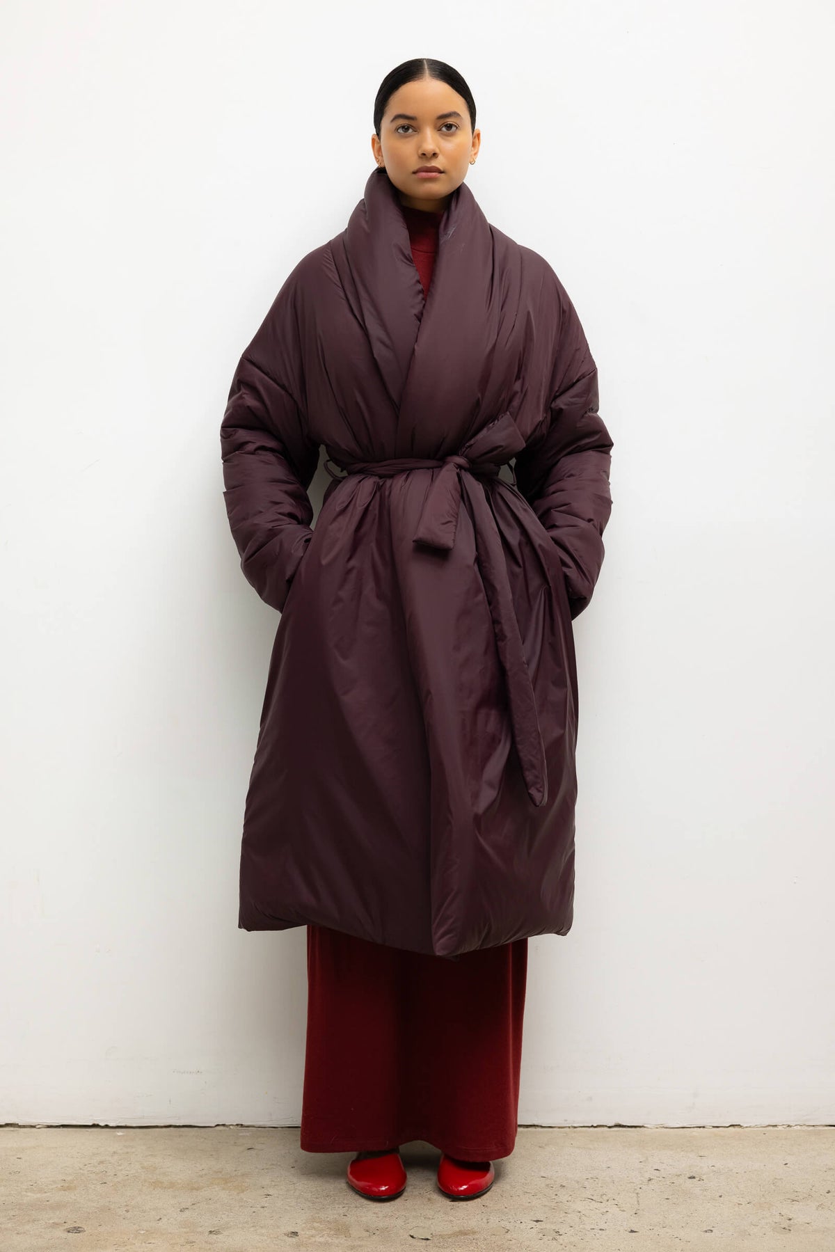 Bo Shawl Puffer Coat - Bordeaux - Image 1