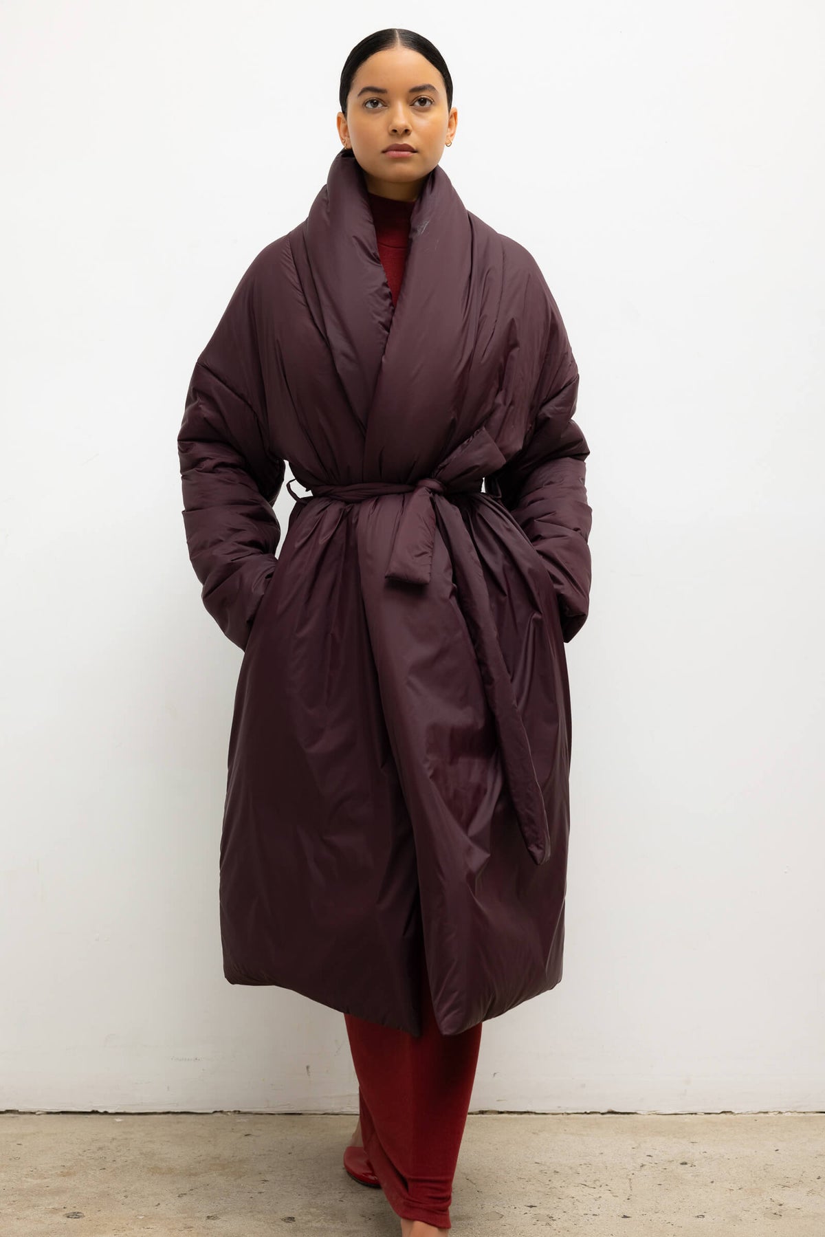 Bo Shawl Puffer Coat - Bordeaux - Image 3
