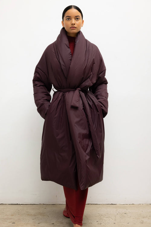 Bo Shawl Puffer Coat - Bordeaux - Image 3