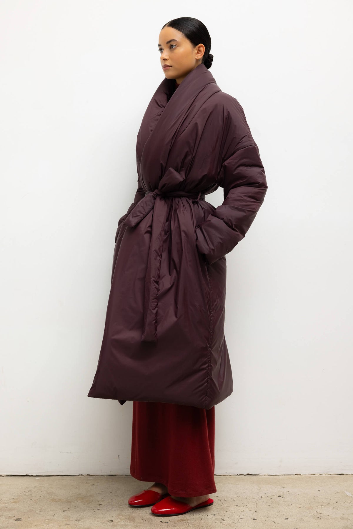 Bo Shawl Puffer Coat - Bordeaux - Image 5