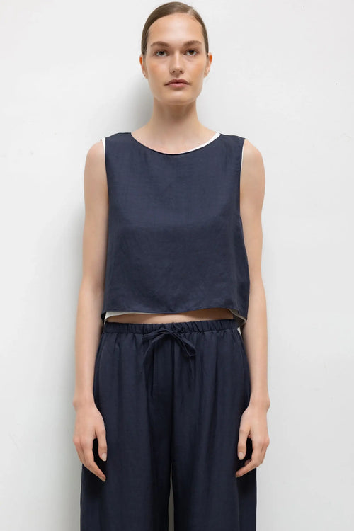 Daniel Crop Sleeveless Crew - Midnight - Image 1