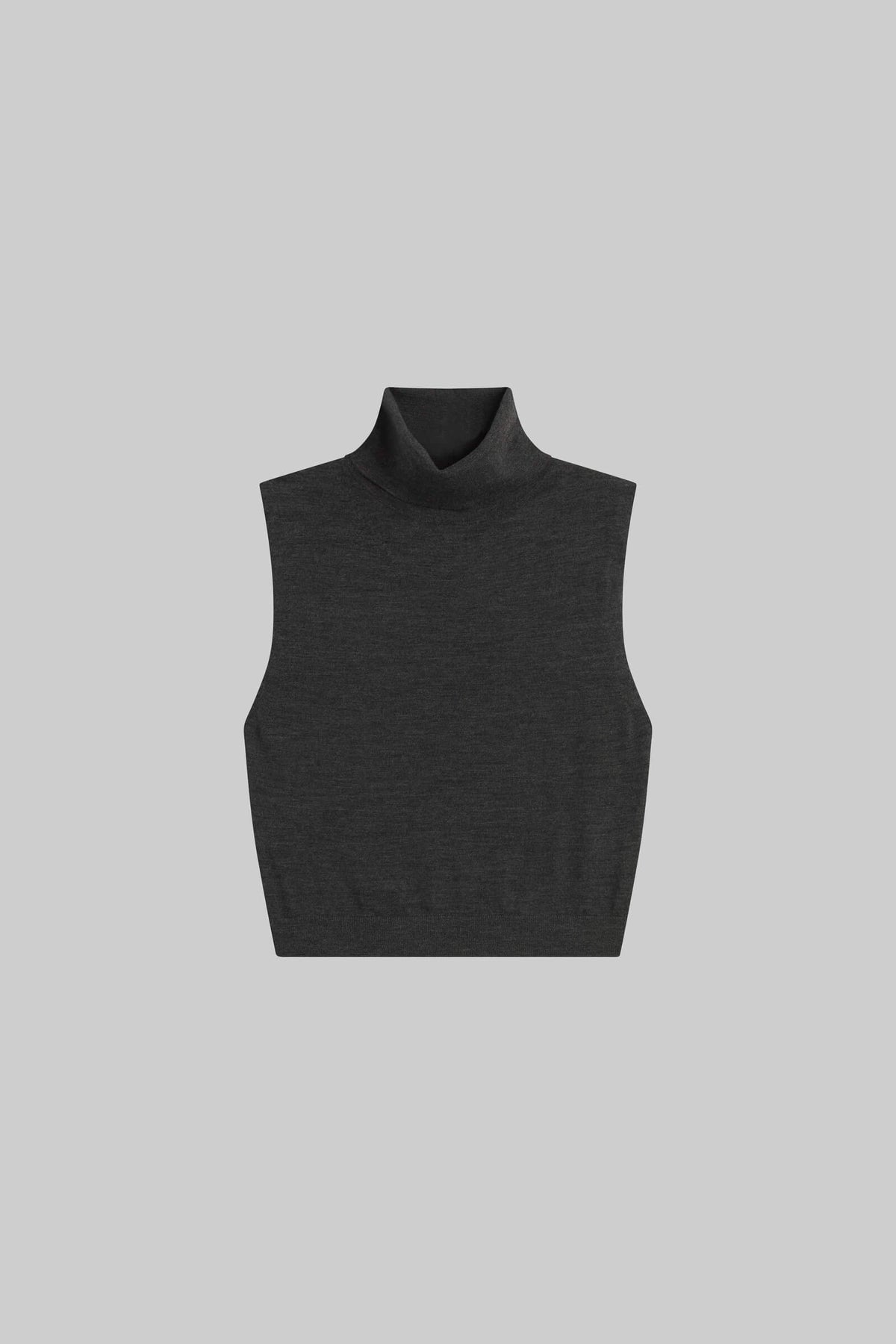 James Sleeveless Turtleneck - Charcoal Grey - Image 2
