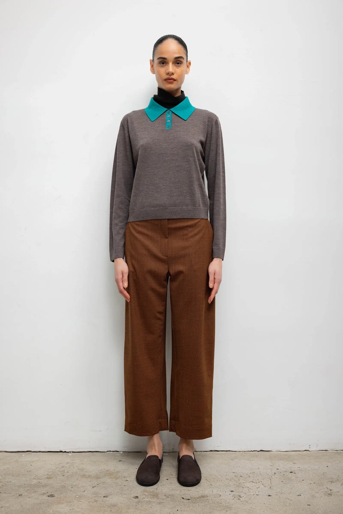 James Polo Turtleneck - Chocolate Melange Colorblock - Image 2