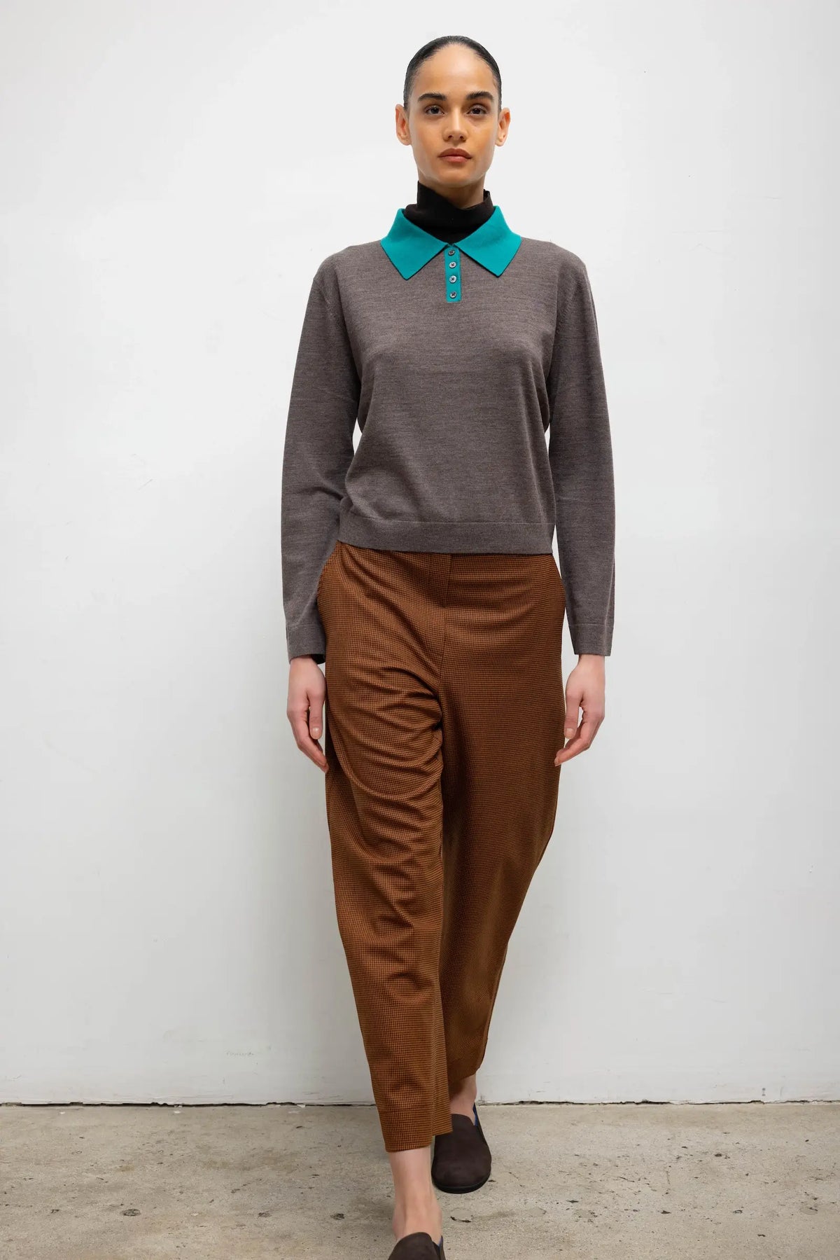 James Polo Turtleneck - Chocolate Melange Colorblock - Image 4