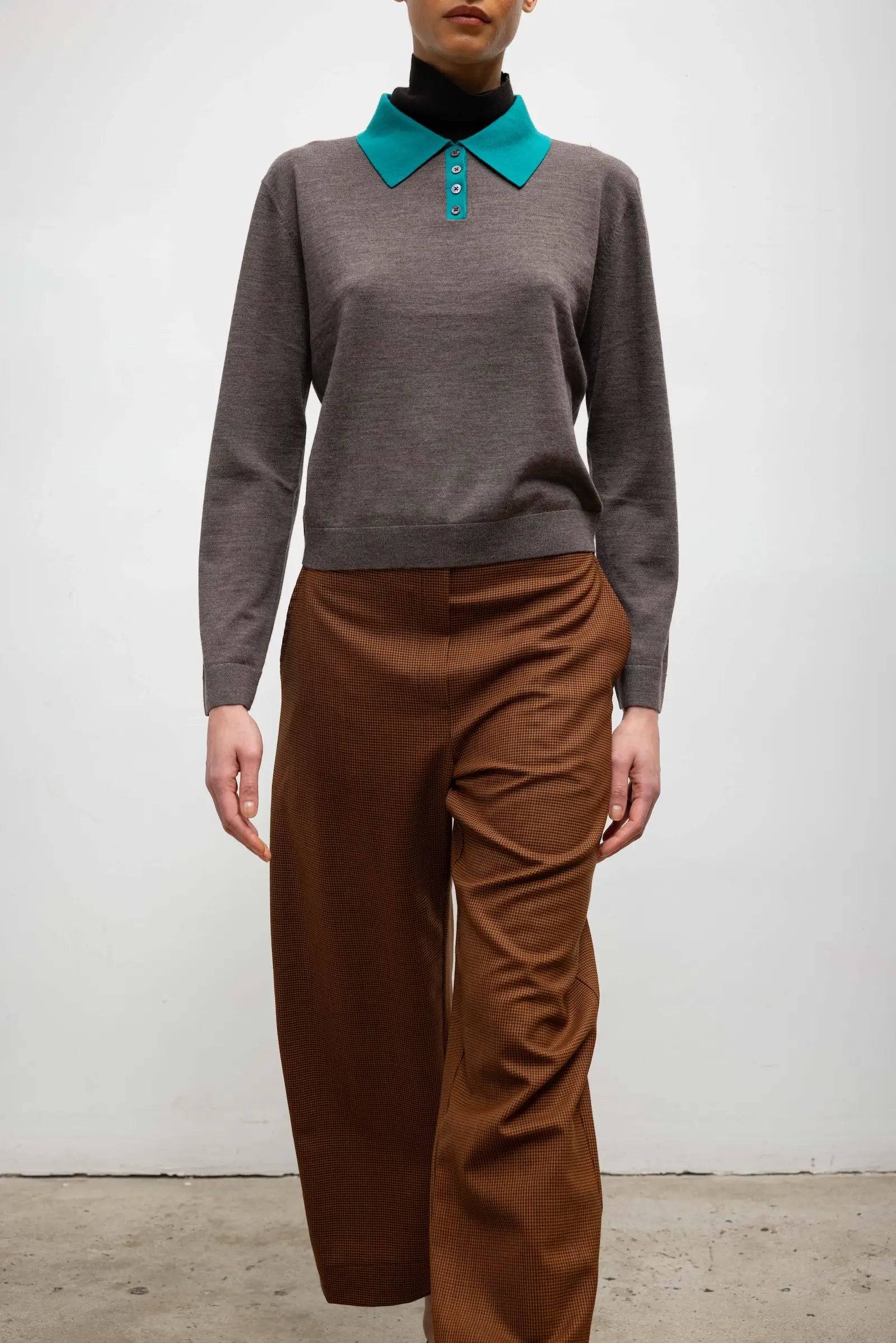 James Polo Turtleneck - Chocolate Melange Colorblock - Image 5