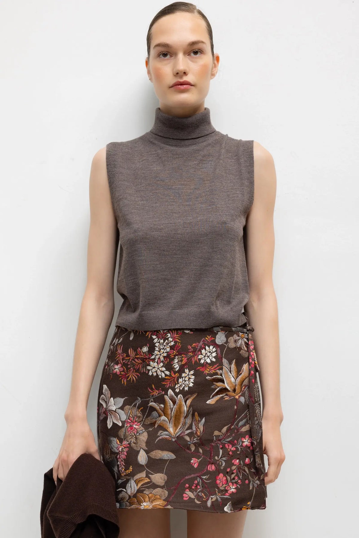 James Sleeveless Turtleneck - Chocolate Melange - Image 1