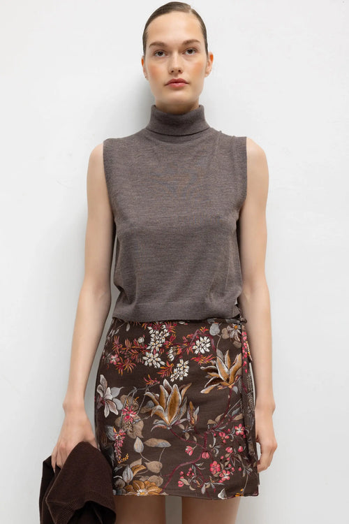 James Sleeveless Turtleneck - Chocolate Melange - Image 1