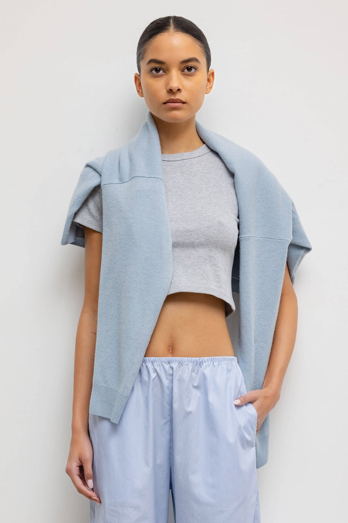 Kelly Crop Slim Fit Tee - Heather Grey - Image 1