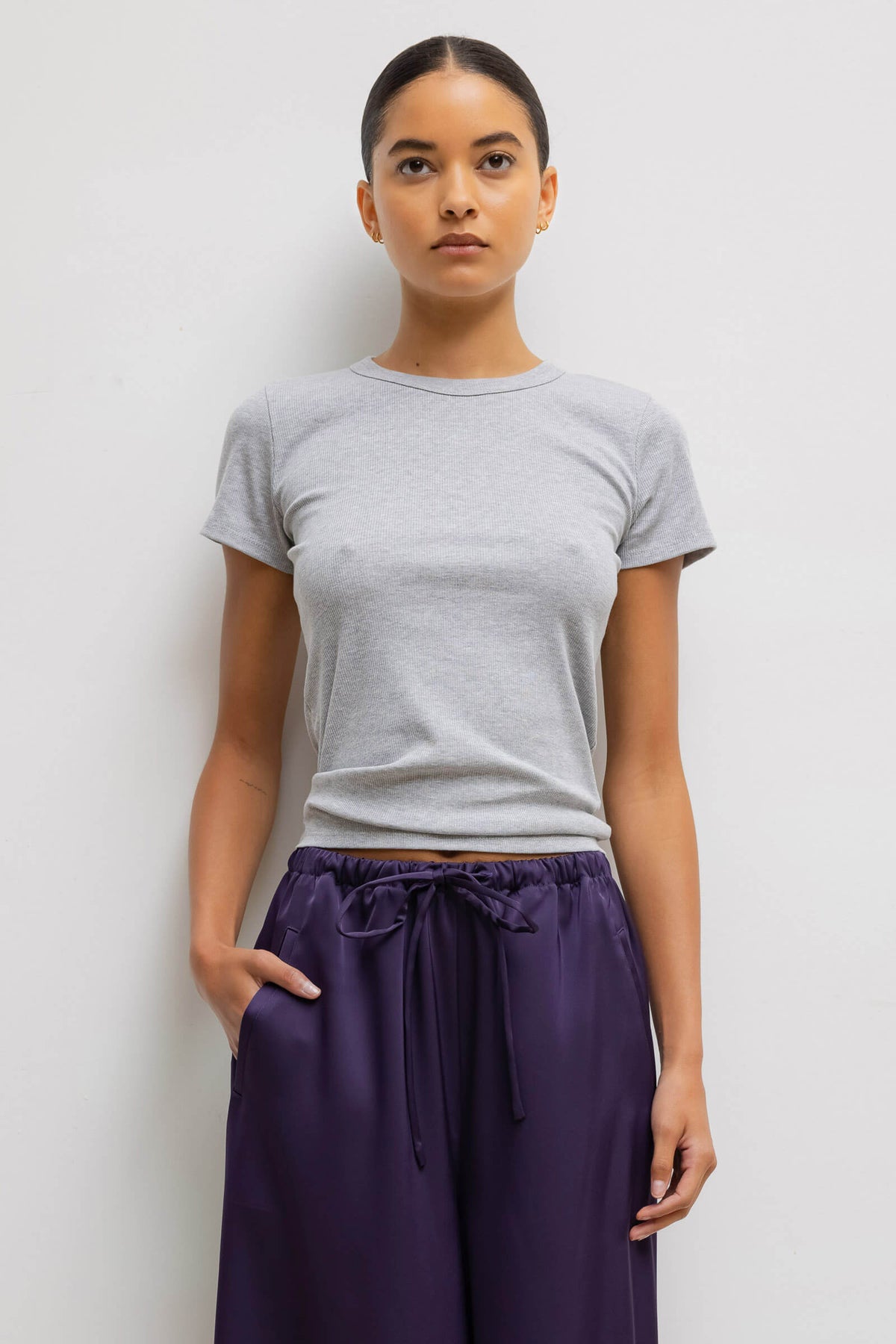 Kelly Slim Fit Tee - Heather Grey - Image 1