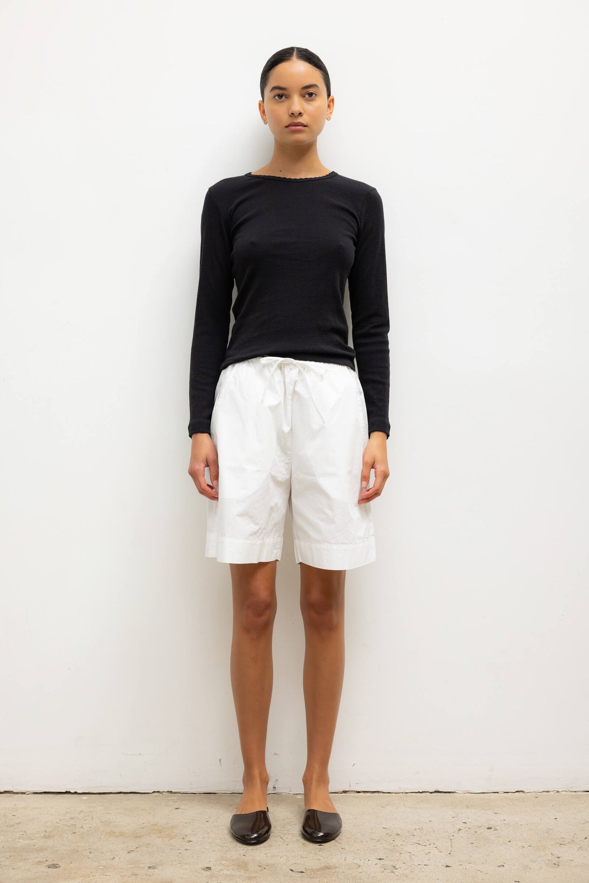 Pointelle Slim Fit Long Sleeve - Black - Image 3
