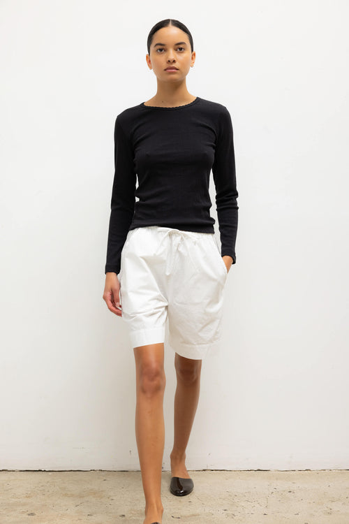 Pointelle Slim Fit Long Sleeve - Black - Image 4