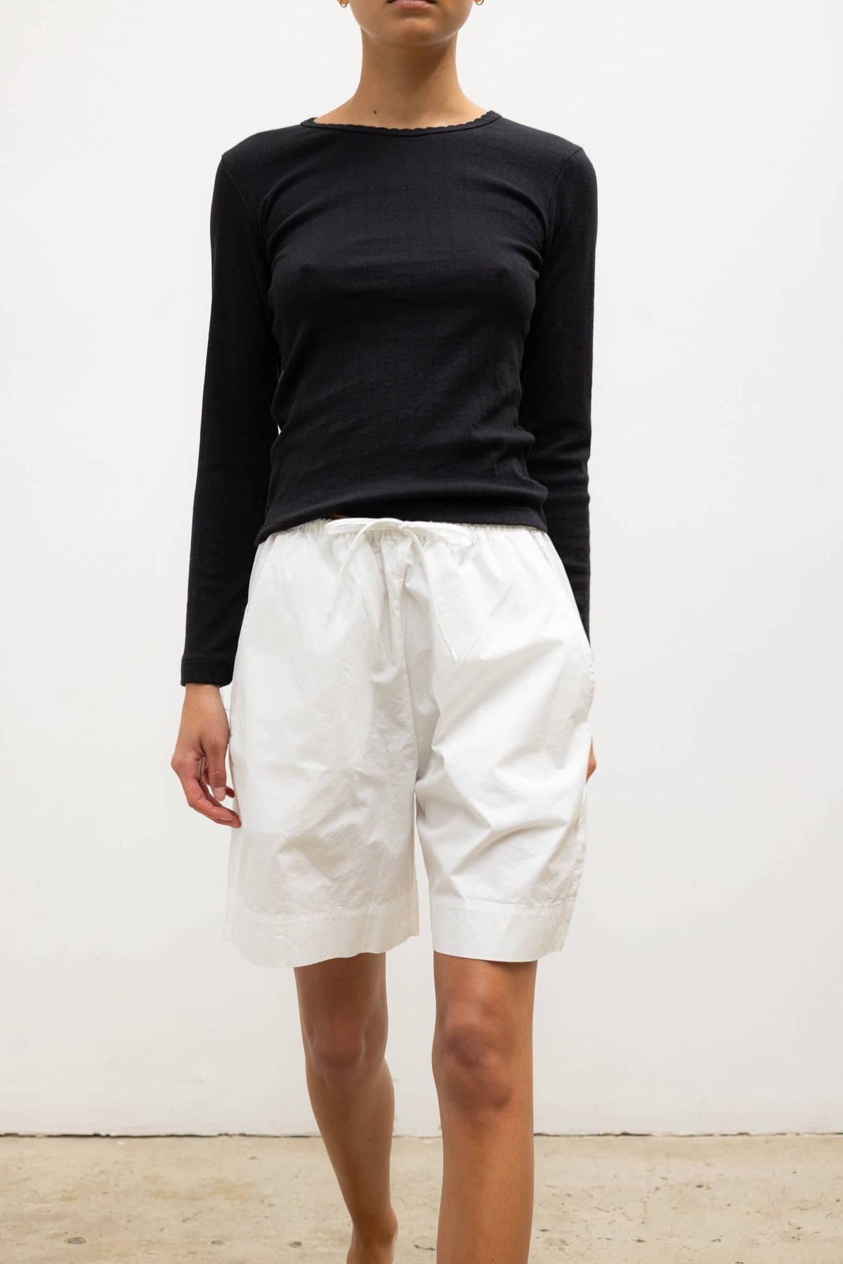 Pointelle Slim Fit Long Sleeve - Black - Image 5