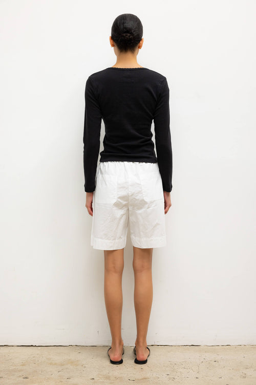 Pointelle Slim Fit Long Sleeve - Black - Image 7