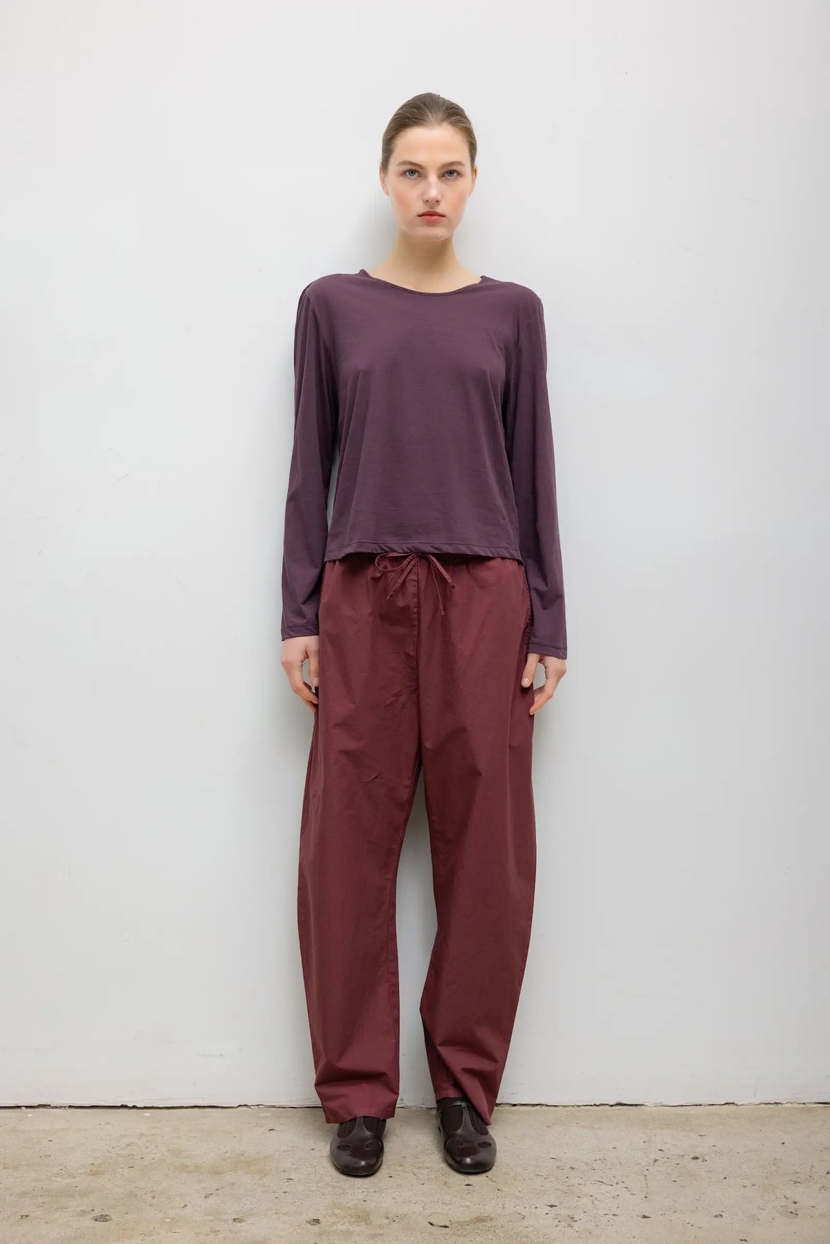 Kyoto Drawstring Pant - Maroon - Image 1