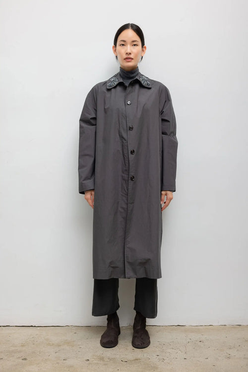 Kyoto Embroidered Car Coat - Slate - Image 1