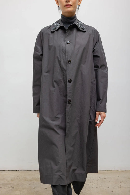 Kyoto Embroidered Car Coat - Slate - Image 4