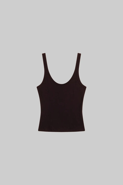Laura Scoop Neck Tank - Chocolate - Image 2